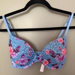 Victoria’s Secret Pink Floral Blue Bra - 32D